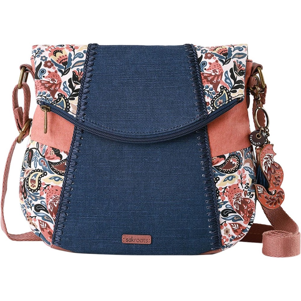 Sakroots Floral Crossbody Bag in Navy and Dusty Rose